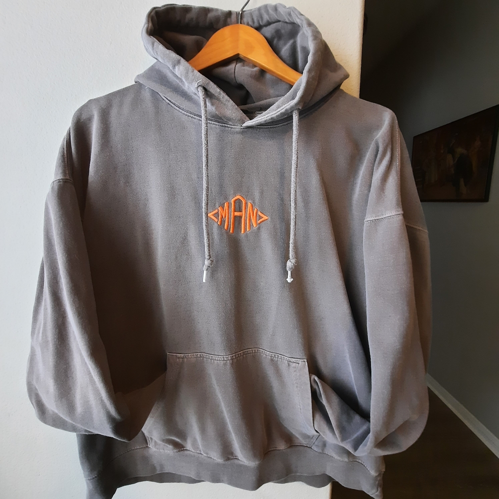 Men's Gray Hoodie with Orange Logo